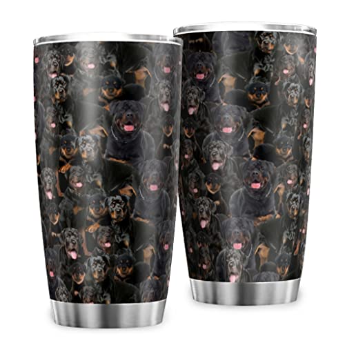 Wmeyiseyiy Rottweiler - Taza térmica de acero inoxidable de 20 onzas, doble pared, aislada al vacío, taza de café, con… - Imagen 3