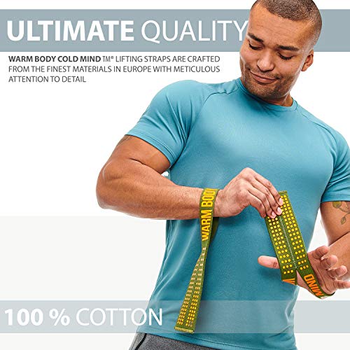 Image of WARM BODY COLD MIND V1 Lifting Wrist Straps for Olympic Weightlifting - Rated at 660 lb - Hand Wraps for Powerlifting, Weight Lifting, Bodybuilding Functional /Cross Training, Deadlift Gym Bar, Cotton