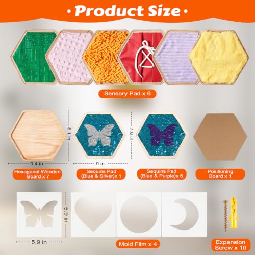 Image of 24-Piece Wooden Sensory Wall Panels for Kids with Replaceable Texture Pads | Modular Tactile Activity Boards with Texture Pads,Wall Toys for Fine Motor Skills & Sensory Exploration,for Daycare & Home