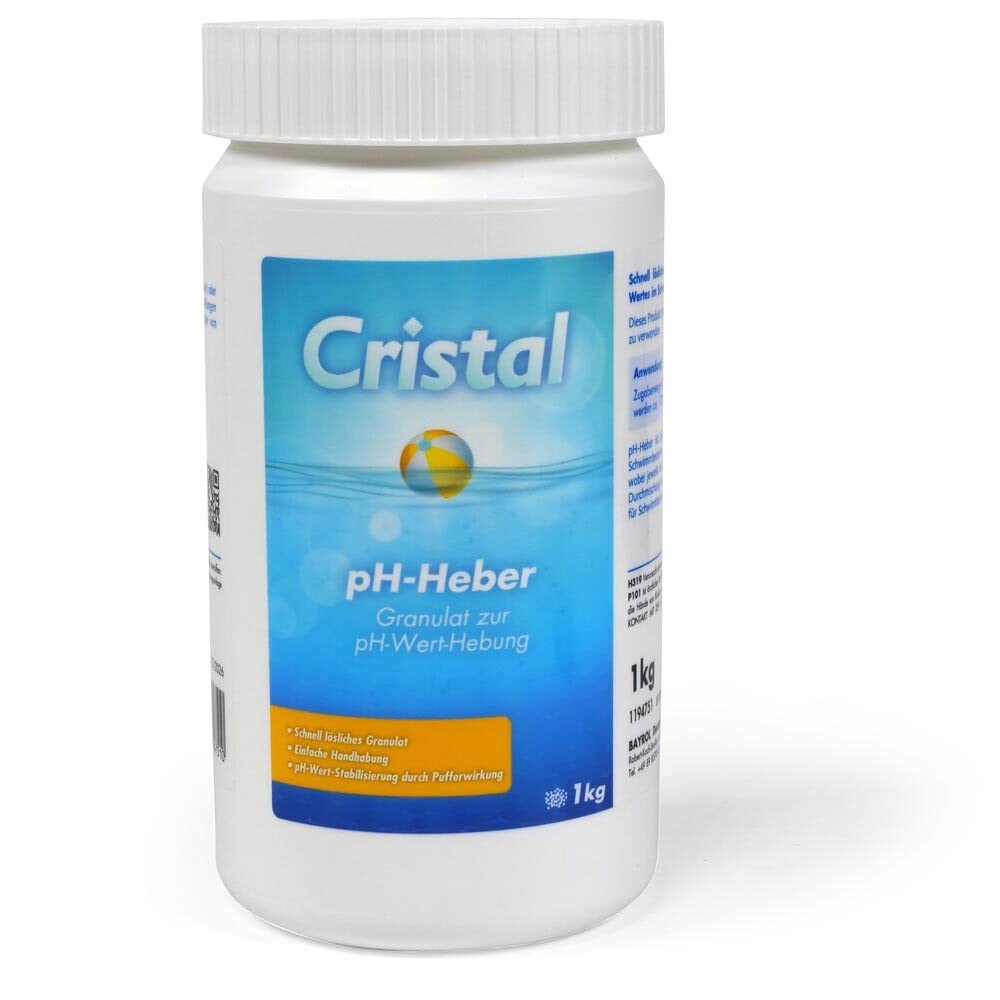 Cristal Wasserpflege Set - Chlorgranulat 1 kg - pH-Heber 1kg - pH-Senker 1,5 kg - Algenverhütung 1 l - Pflegebroschüre - Komplettpflege Pool Whirlpool