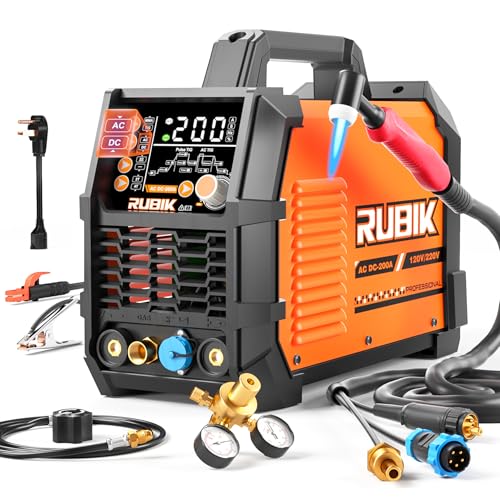 Image of AC DC Tig Welder with Pulse,200 Amp 6 in 1 Aluminum Tig Welder 110V/220V Dual Voltage TIG Welder with Square/Triangular Wave/Stick/MMA/Spot MultiProcess Welding Machine