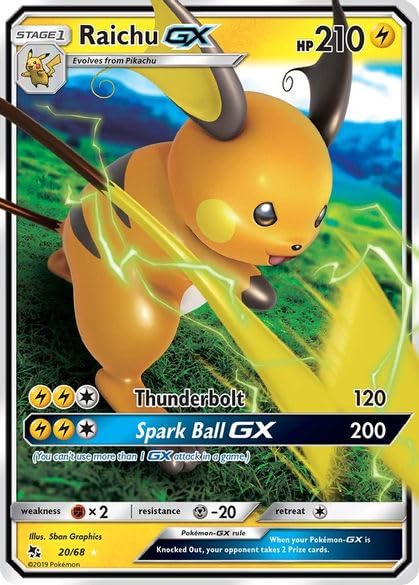 Amazon.com: Pokemon – Raichu GX 20/68 – Hidden Fates – Ultra Rare