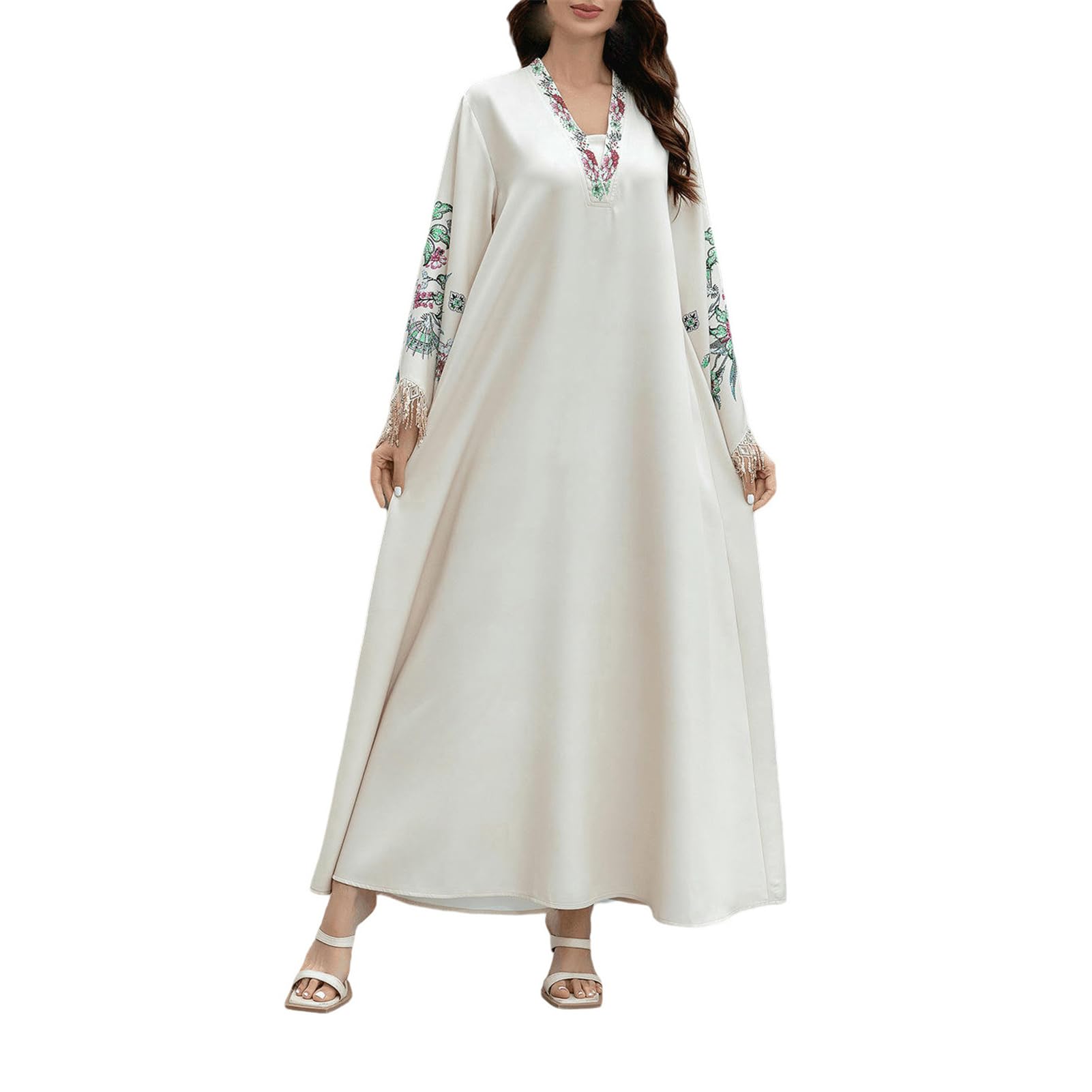 Robe arabe musulmane de qualité supérieure aux pompons brodés