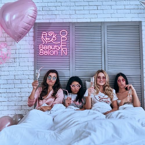 Image of Beauty Salon Open Neon Sign Salon Neon Light Beauty Salon Led Light Open Neon Light Up Sign for Beauty Salon Nails Studio Hairdressing Shop Barber Shop Dressing Room Decoration