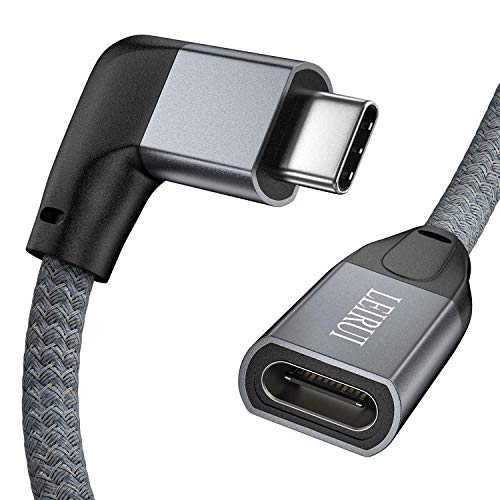 Review LEIRUI 90 Degree USB C Extension Cable 0.65 Feet, Right Angle USB 3.1(10Gbps)Type C Male to Female Extension Fast Charging Cable Compatible for Nintendo Switch,Thunderbolt 3 MacBook Pro,Samsung S10 S9