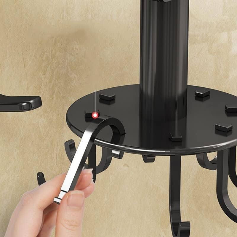 Kitchen Storage Rack Kitchen Storage Rotate Hook Black Aluminum Punch-Free Wall Hanging Kitchenware Cutting Board Spatula Spoon Rack Storage Shelves (Color : 6 Hooks) (8 Hooks)