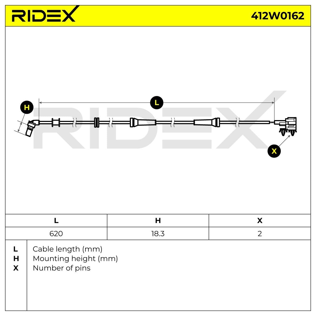 RIDEX 412W0162 Capteur ABS des deux côtés de l'Avant Compatible avec NISSAN Pathfinder III R51