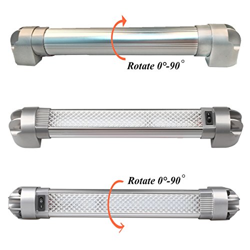 Lightronic RV LED Area Scene Light Fixture 12.8″, 6000K-Cool White Super Bright, High Light-Output Low Current Draw, Integrated On/Off Rocker Switch, Heavy-Duty Aluninum Housing, 12V/24V DC, 1-Pack