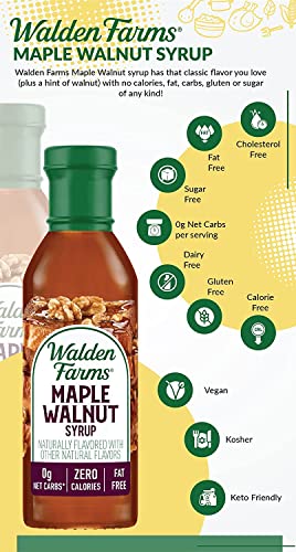 Walden Farms Maple Walnut Syrup 12 Oz (Pack Of 6) Sweet Syrup, Near Zero Fat, Sugar And Calorie, For Pancakes, Waffles, French Toast, Coffee, Tea, Desserts, Snacks, Appetizers And Many More #TOP6