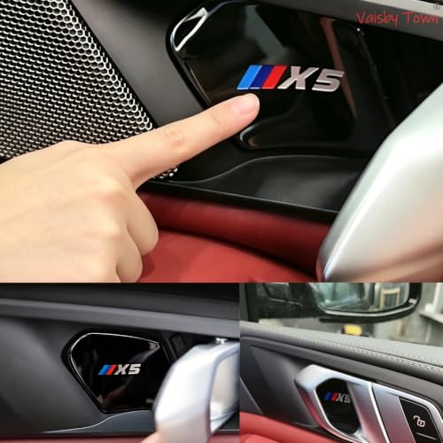 Image of Car Inner Door Handle Panel Covers compatible with BMW X5 2019-2026 | Titanium Black Interior Trim Accessories, 4 pcs for Front and Rear