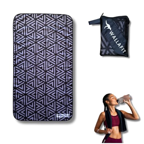 Wallafit - Toalha Esportiva de Microfibra, Tamanho Médio, 90x50cm, Ultra-absorvente, Seca Rápido, Sem Odor, Leve, Compacta, para academia, esportes ao ar livre, corrida, yoga (Preto Carvão)