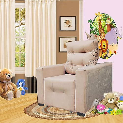 Poltrona De Amamentação E Decoração Quarto Sala Reclinável Leticia Capuccino