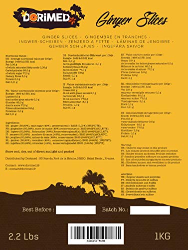 Kandierter Ingwer in Stücken 1 kg | Dehydrierte Trockenfrüchte Glasierte Ingwerscheiben | Kandierter Ingwer in Scheiben | Gesüßte getrocknete Blätter | IDEAL für Rezepte | Vegetarier und Veganer. - Image 7