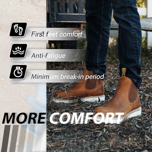 ROCKROOSTER Capitola - Anti-fatigue Comfortable Coolmax Lining Goodyear Welt Soft Toe Leather Work boots for men SAP101BK SAP102BR3