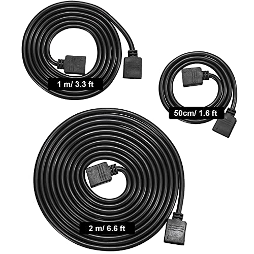 Image of Honoson 6 Pieces 4 Pin RGB Extension Cable LED Strip Connector Cord Wire Cables Kit with 12 Pieces Pin Connector for 5050 3528 RGB LED Motorcycle Car Light Neon Strip Light(1.6、3.3 、6.6 ft,Black)