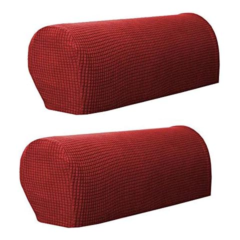 SUNDELY® 2 Pcs Armrest Covers Stretch Set Chair Sofa Arm Protectors Polyester (Wine Red) Cover