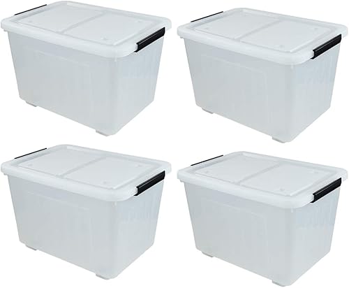 Vista 23 de Farmoon Contenedor de almacenamiento transparente de 20 cuartos de galón con asa, 4 paquetes de cajas de almacenamiento de plástico