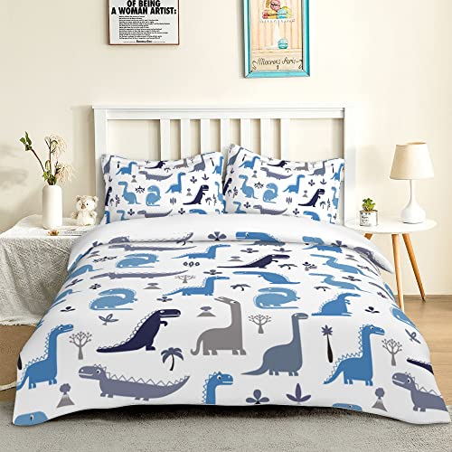 Owl Queen Dinosaur Duvet Cover Set For Boys Kids Cute Cartoon Bedding 3 Pieces Dinosaur Twin With 1 Duvet Cover & 2 Pillowcases,Super Soft Microfiber Kids Duvet Cover With Zipper Ties #TOP11