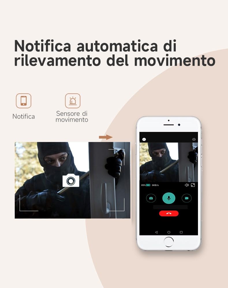 SPIONCINO DIGITALE WIFI SENZA FILI, 4,3" LCD, SENSORE DI MOVIMENTO H.24, FOTO/VIDEO, SILVER