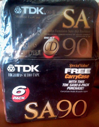 TDK Sa90 Audio Cassette Tape with Free Carry Case (6-pack)