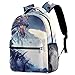 XiangHeFu Leichter Rucksack für Mädchen Jungen Schulreisetasche Daypack Feuer atmen Drachenmalerei Bedruckter Sackpack