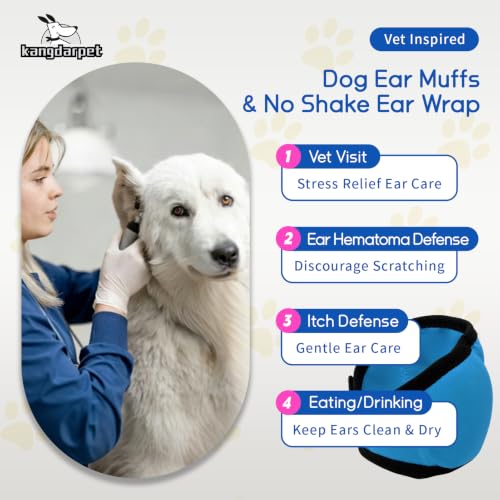 Image of Dog Ear Cover for Noise Protection & Anxiety Relief, Adjustable No Shake Ear Wrap for Firework, Hematoma, Bathing, Swim, Grooming and Force Drying (Blue, L(Head Size:18 inch-24 inch))