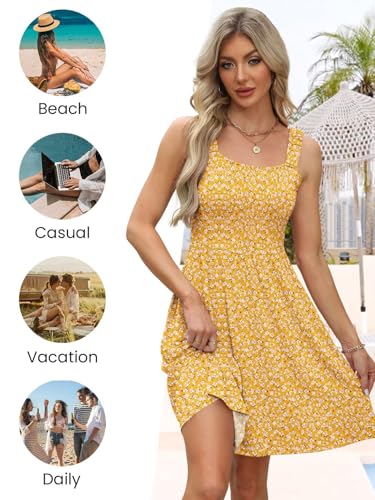 Image of QACOHU Summer Dresses for Women 2026 Sleeveless Square Neck Sundress with Pockets Casual Tank Beach Floral Boho Maxi Dress