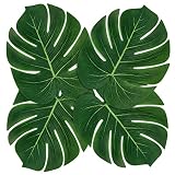 Attmu 48 Pcs 14" Large Artificial Palm Leaves, Fake Monstera Leaves, Tropical Leaves for Safari Birt