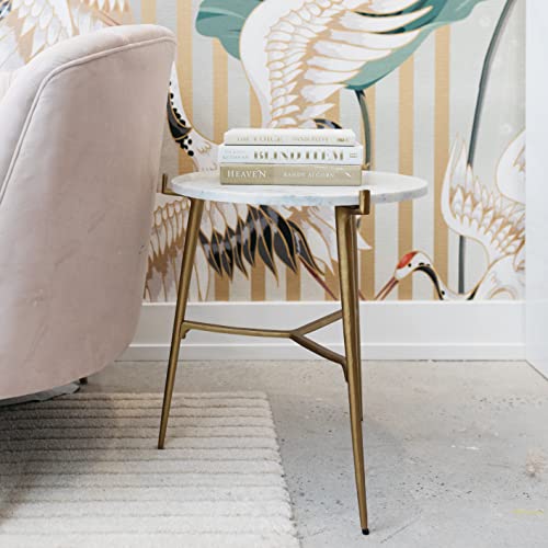 Signature Design By Ashley Chadton Modern Glam Marble Accent Table, 21", Gold And White #TOP3