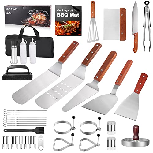 Flat Top Griddle Accessories Set For Blackstone 41Pcs Wood Grilling Tools Kit,Complete Bbq Tools With Grill Mat,Spatula,Scraper Cooking Utensils Griddle Cleaning Kit For Hibachi Grill #TOP7