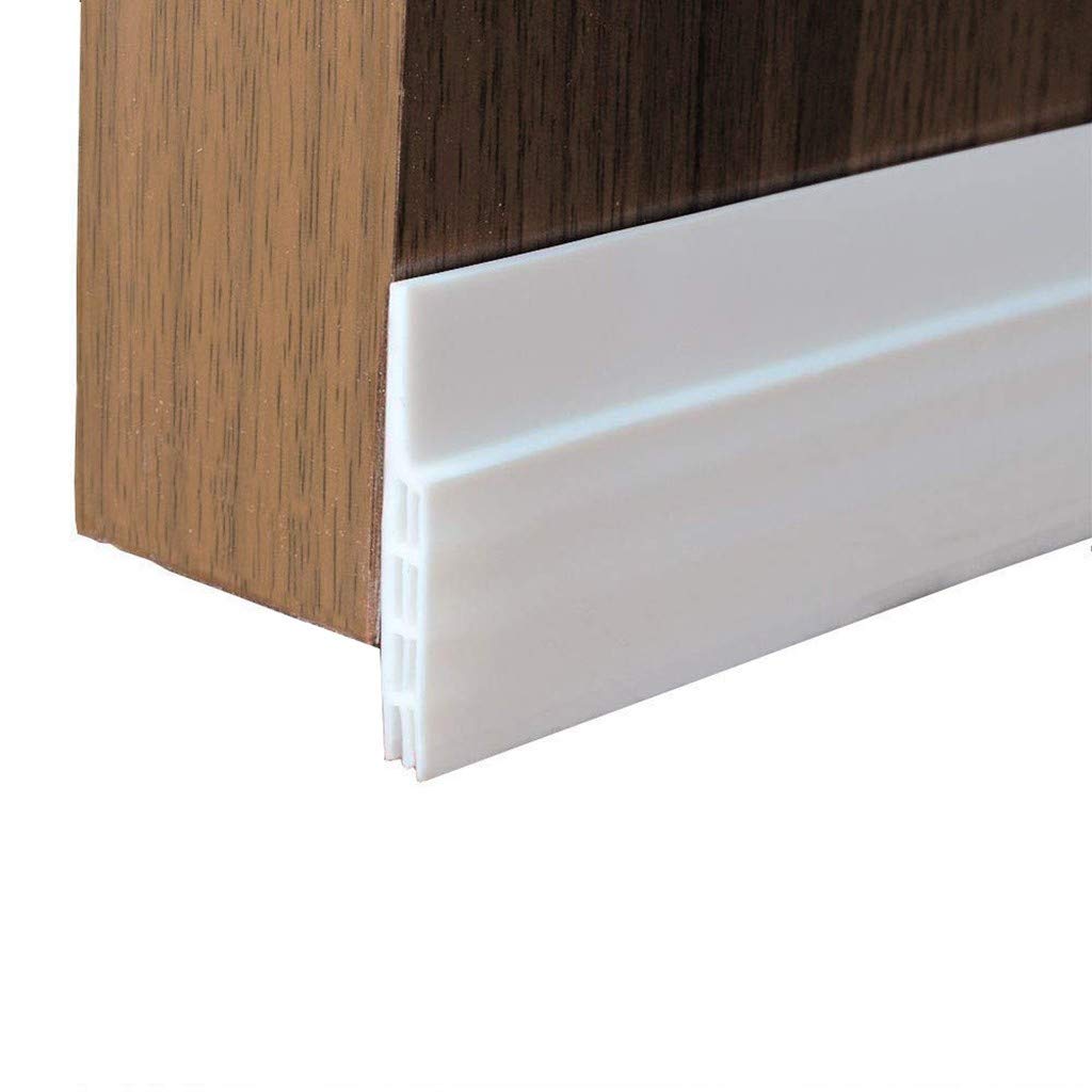 Neigei 2Pcs Door Bottom Seal Strip, Door Seal Strip Weather Stripping for Doors Silicone Sealing Sticker Seal Strip Adhesive Draught for House and Glass Shower Door Weatherproofing 39in (White)