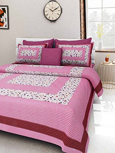 BedZone 144TC 100% Cotton Rajasthani Jaipuri Printed Double Bedsheet with 2 Pillow Covers (90 X 100)-picture-15