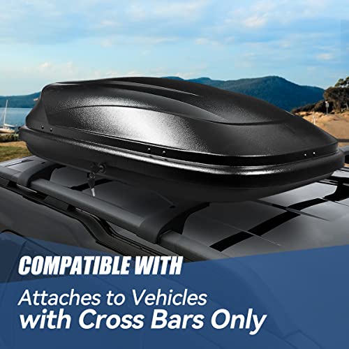 Image of Auto Dynasty Heavy Duty Hard Shell Roof Top Mount Car Storage Travel Luggage Box Cargo Carrier with Security Keys, 53 (L) x 34 (W) x 15 (H) Inches, Capacity 110 Pounds 11 Cubic Feet Tool-Free Install