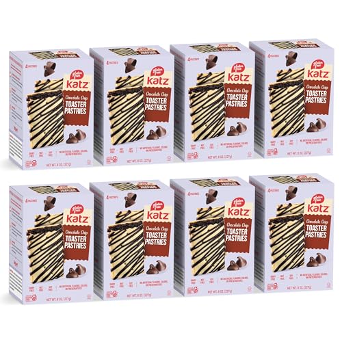Image of Katz Gluten Free Chocolate Chip Toaster Pastries. Breakfast Foods Snacks. Free of Dairy, Peanuts, Tree Nuts, and Sesame, No Artificial Color. Kosher. 8oz (12pk)