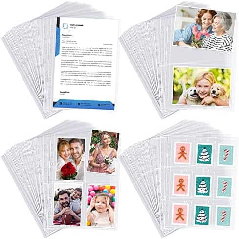 60 A4 Fotohüllen Mit 480 Taschen - Transparente Seiten Für Ringordner, 4 Fächer Pro Seite