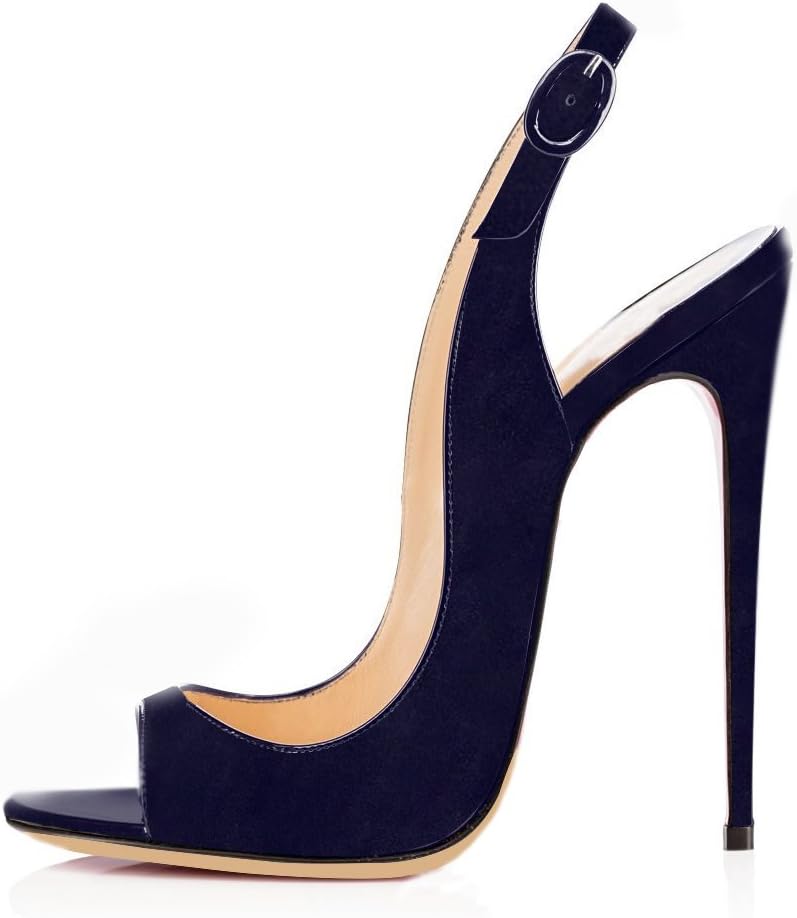 elashe Women High Heels Pumps | Slingback Party Wedding Pumps | Peep Toe Stiletto | 12cm Elegante Sandals