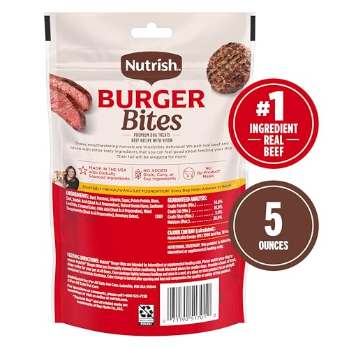 Nutrish Burger Bites Dog Treats, Beef Recipe, 5 oz. Pouch (Rachael Ray) - image 3