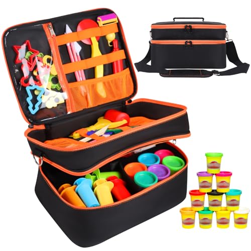 ZIORS Hard Travel Case for Modeling Compound Carrying Case for Playdough Set Portable Playdough Storage Organizer Container for Dough Art Clay Tool Kit Bag Only