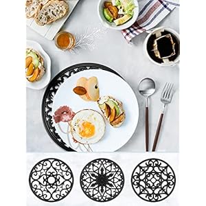 SMARTAKE 6 Set Silicone Trivet Mats, Multi-Use Intricately Carved Coasters, Insulated Non-Slip Durable Kitchen Mats, Flexible Modern Kitchen Table Mat, for Hot Dishes, Pots, Countertop (Black) SMARTAKE 6 Set Silicone Trivet Mats Multi Use Intricately Carved Coasters Insulated Non Slip Durable Kitchen Mats Flexible Modern Kitchen Table Mat for Hot Dishes Pots Countertop Black