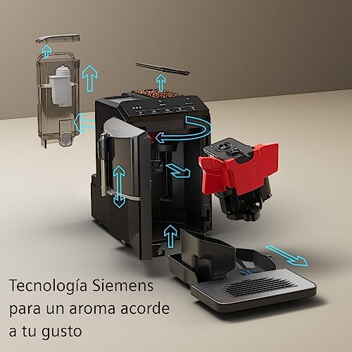 Siemens, cafetera superautomática, EQ300, molinillo cerámico,espumador de leche, función oneTouch, negro, TF301E19 - imagen 8