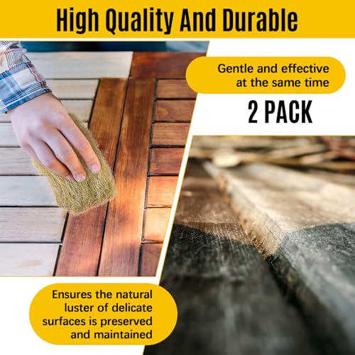 Image of Teenyyou 2 Pcs 3.5 Ounce Brass Wool Pads Soft and Reusable Wool Skein to Polish, Smooth, Stand Strip Wood and Metal Surface Oxide