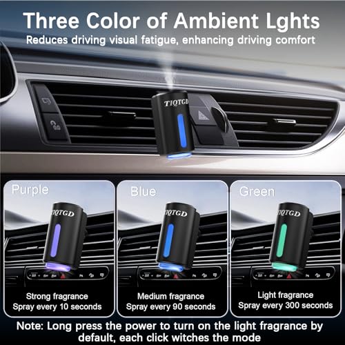 Image of Smart Car Air Freshener, Car Air Freshener Diffuser with 3 Adjustable Modes, Rechargeable Aromatizante para Carro with 8pcs Essential Oil, Long-Lasting, Black