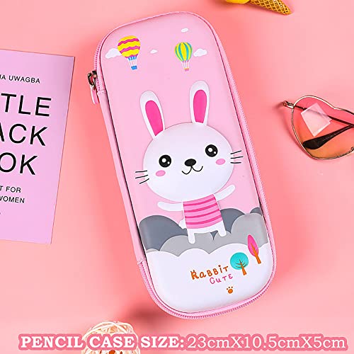 Image of 3D Rabbit Pencil Case for Kids Girls, Waterproof Pencil Box with Compartments Pen Pouch (Pink)