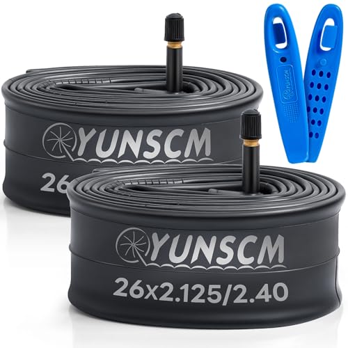 YunSCM 2-PCS 57/62-559 26 inch Bike inner tube 26x2.125 26x2.25 26x2.30 26x2.35 26x2.40 AV32mm Schrader Valve Compatible with 26x2.125/2.40 Road/MTB Bike Tyre Tubes