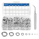 141 Stück Federringe Set ，(M2/M3/M4/M6/M8/M10/M12) mit Aufbewahrungsbox & Bügelmessingzange – Für DIY, Mechanik & Autoreparaturen – Inklusive M6 Federringe