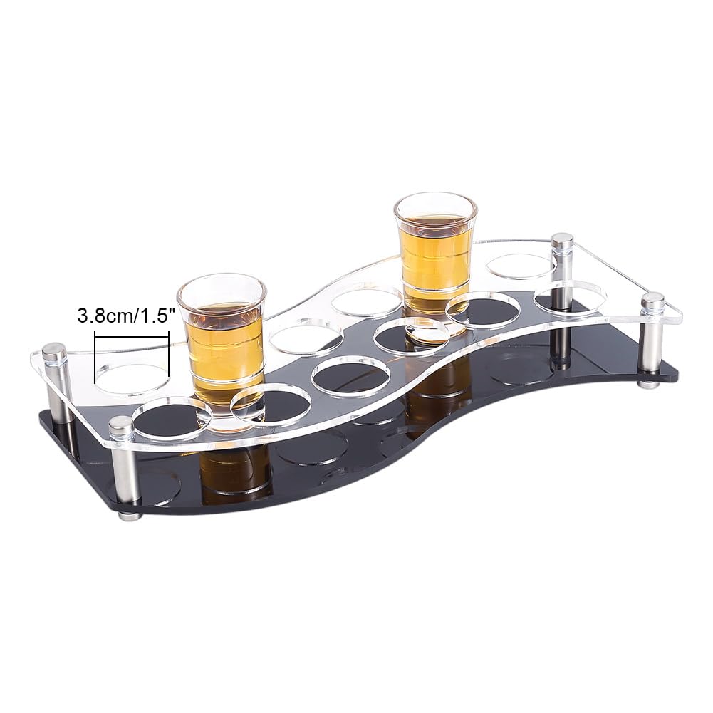 NBEADS 12 foro Supporto per Vassoio per Bicchierini, Vassoio Da Portata per Calice con Foro Da 3.8 cm con Base Nera Vassoi Da Portata per Bicchieri Da Birra Espositore per Bar Party Club