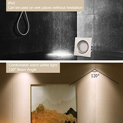 KYOTECH LED Recessed Ceiling Spotlights Ultra Flat 230V 6W Waterproof IP65 Spot Lights for Ceiling Warm White 3000K Downlights 500LM Recessed Bathroom Spotlights Pack of 6 (Square)