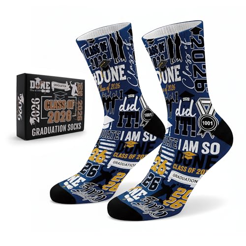 Batorkpl Graduation Socks 2026 with Gifts Box Class of 2026 Congrats Grad Gifts for College High School (Navy)