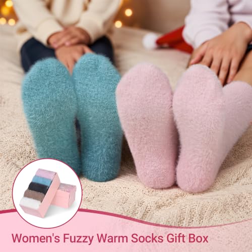 Image of SISOSOCK 5 Pairs Fuzzy Soft Cozy Comfy Socks Warm Birthday Gifts for Women