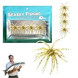 4Pcs Dice Bait, Floating TPR Swimbait with Reflective Stars,Tentacle Creature Lure, Sea Urchin Style Soft Plastic Baits, for Bass Fishing Drop Shot, Wacky Rig/Neko Rig and Finesse, Slow Sinking